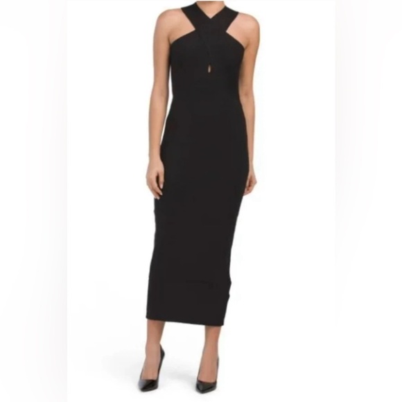 HOUSE OF HARLOW New Black Ribbed Long Knit Dress Size Large - Picture 1 of 4
